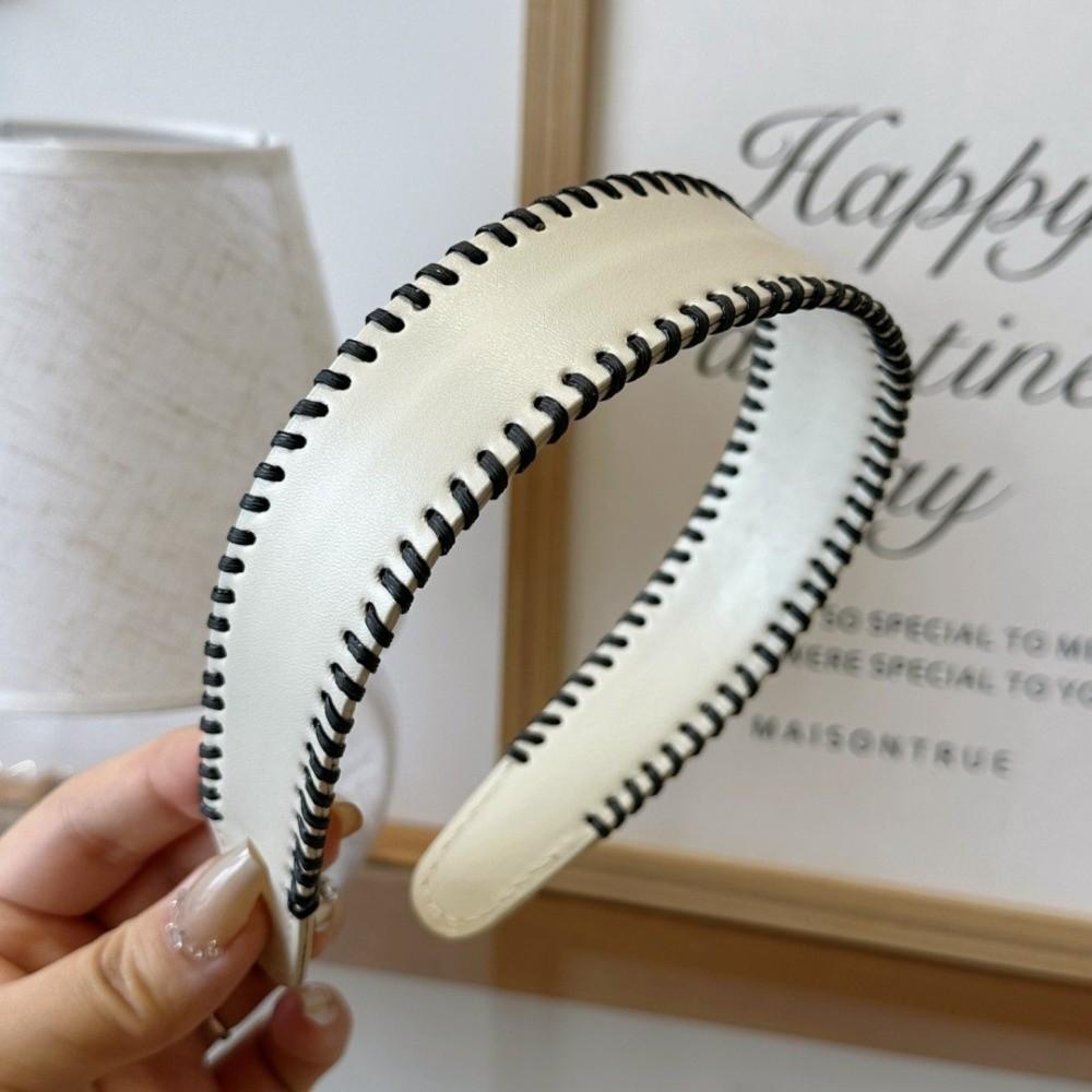 Hair Accessories Solid Color Leather Headband Non-Slip Korean Style Women Hair Hoop Headwear Coffee Wide Edge Hairband Wash Face