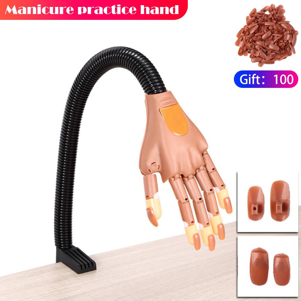 Newly Upgraded Manicure Practice Flexible Reusable Hand Finger with Nail Tips Adjustable Training Hands