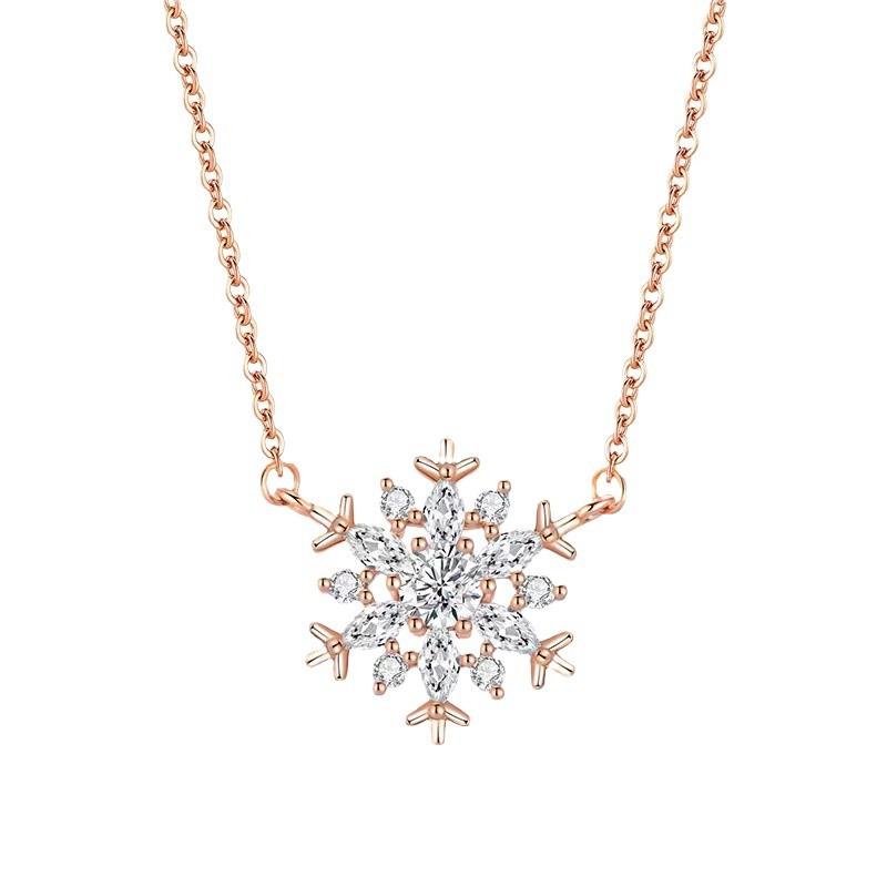 Ожерелье из циркона в виде снежинки, женский простой нишевый дизайн, высококлассная легкая роскошная подвеска, цепочка для ключицы, подарочная бижутерия для девушки