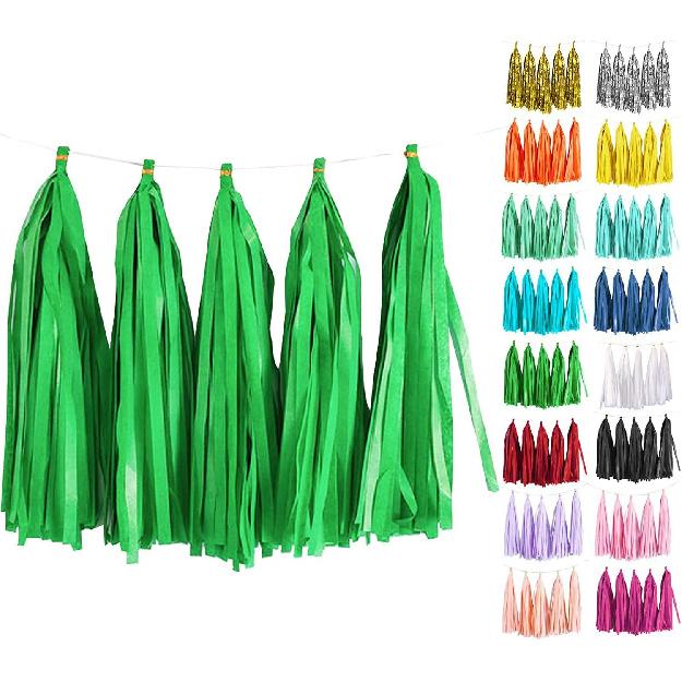 White Tassel Garland 20 Pcs, Tissue Paper Tassels Garland Banner for Party Birthday Wedding Decoration Baby Shower Table Decor