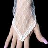Elegant Girls Wedding Mesh Elbow Length Long Lace Bow Gloves Ruffle Bridal Mittens White Gloves