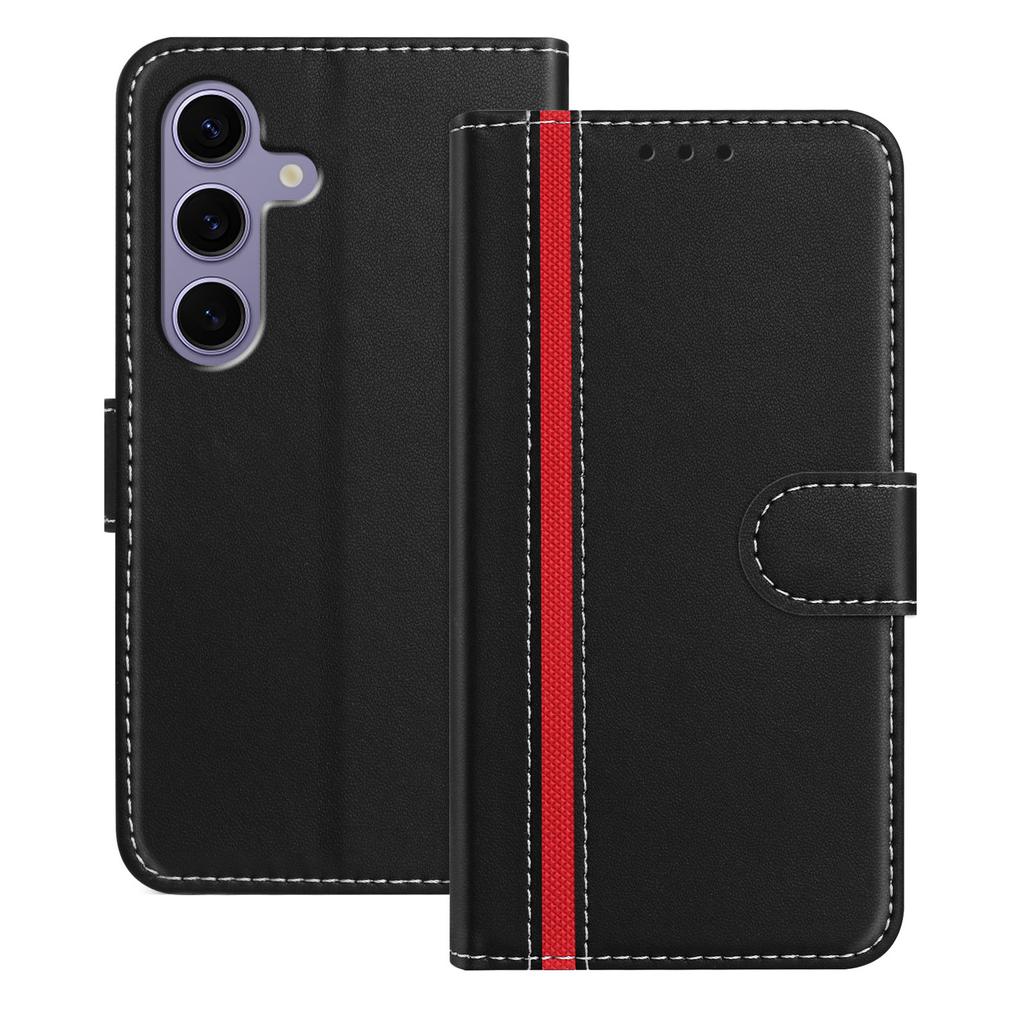 For Samsung Galaxy S24 FE Phone Cases Wallet Stand Color Splicing Leather Cover with Magnetic Clasp