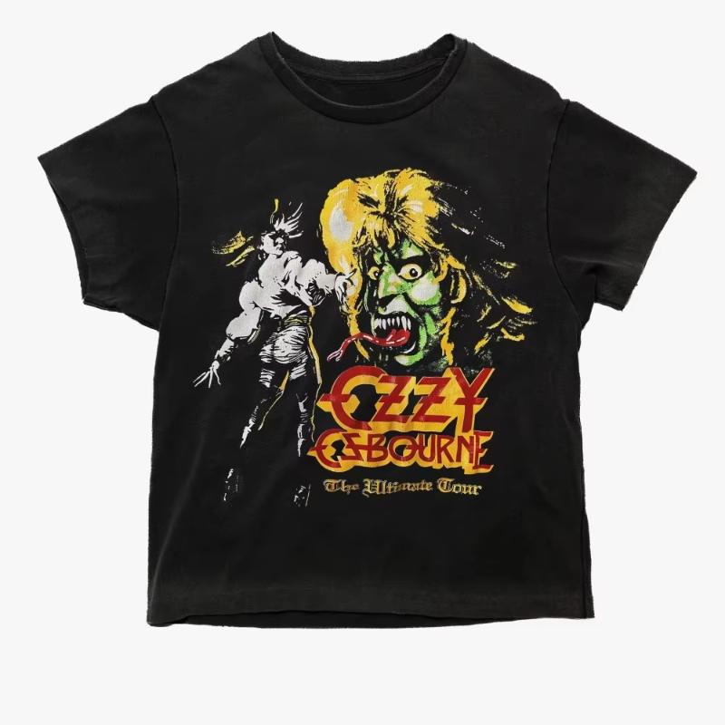 Unisexs Short Sleeve Tshirt High Quality Street Wear Summer New Ozzy Osbourne Rock Band Printed Pattern Tshirt