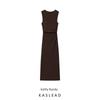 Kaslead New Women Clothes Western Style Fashion Back Split Round Neck Sleeveless Dress 7484167