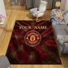 Custom Name,Manchester United FC Home Sofa Decoration for Living Room & Bedroom, Non‑Slip Play Flannel Floor Mat for Game Room