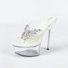 Стразы Сексуальные Высокие Каблуки 15СМ Тонкий Каблук Водонепроницаемые Тапочки на Платформе Прозрачные Хрустальные Туфли Свадебные Туфли Банкетные Высокие Каблуки