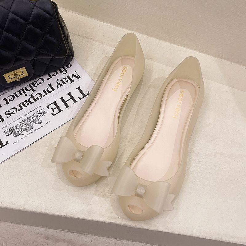 Модные женские сандалии с пластиковыми башмаками Peep Toe, симпатичные сандалии Jelly, женские летние туфли 2024 года на резиновой подошве с бабочкой