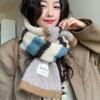 Korean Style Knitted Stripe Scarf Thickened Women Winter Scarves Multicolor Cashmere Shawl  Girls