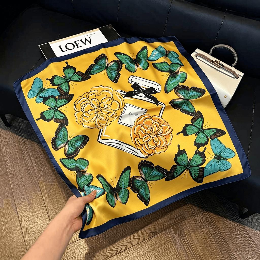 Silk scarf small square scarf feeling headband tied hair spring summer autumn feeling trend versatile fashion tied bag scarf scarf