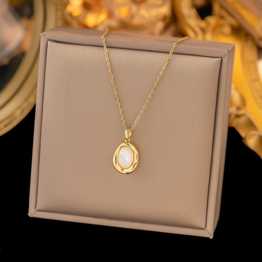 Шикарное не тускнеющее колье из титановой стали для женщин с уникальным дизайном и сверкающей медной подвеской