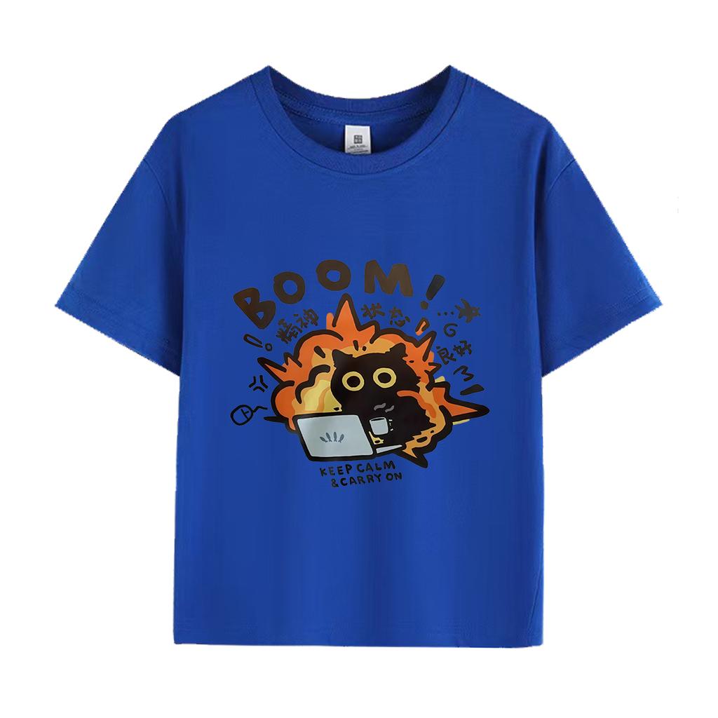 Kawaii Good Mental State Pure Short Sleeved Tshirt for Kids Tee Clothes Casual Cartoon Top