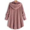 Women Plus Size Button Plush Tops Hooded Loose Cardigan Wool Coat Winter Jacket
