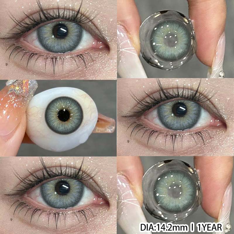 Eyeshare Цветные контактные линзы, светло-голубые линзы для очков, коричневые контактные линзы, коричнево-серые линзы для очков, цветные косметические зеленые линзы, 1 пара