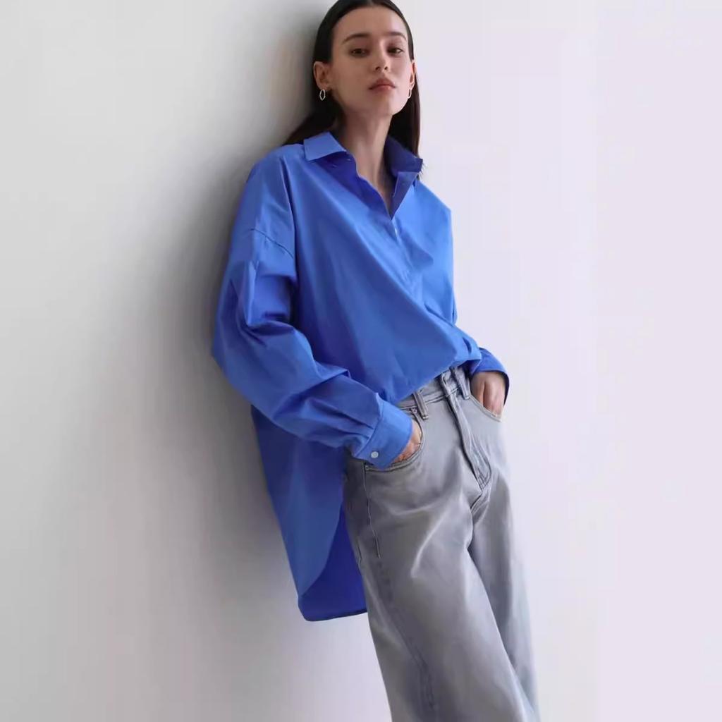New Thin Black Shirt Jacket Women's Warm Season and Autumn Sense Personalized Korean Version Loose Shirt