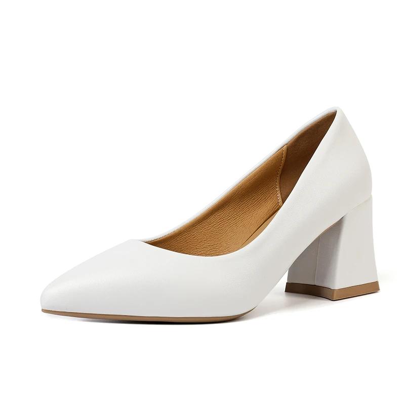 Fashion Fashion Pointed Toe Chunky Heel Pumps Woman Solid Color Comfortable High Heels Ladies Office Shoes Elegant Slip On Party Pumps