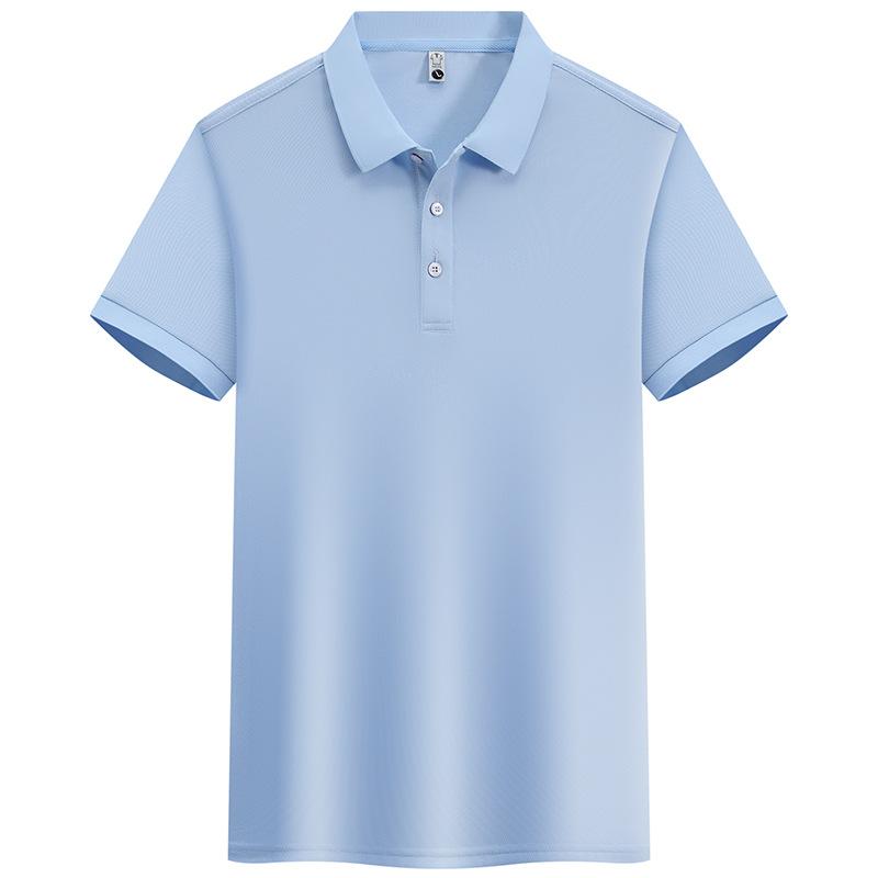 Summer Men's Short-sleeved Polo Shirt, Simple Business Casual Solid Color Lapel T-shirt, Ice Silk, Breathable and Versatile