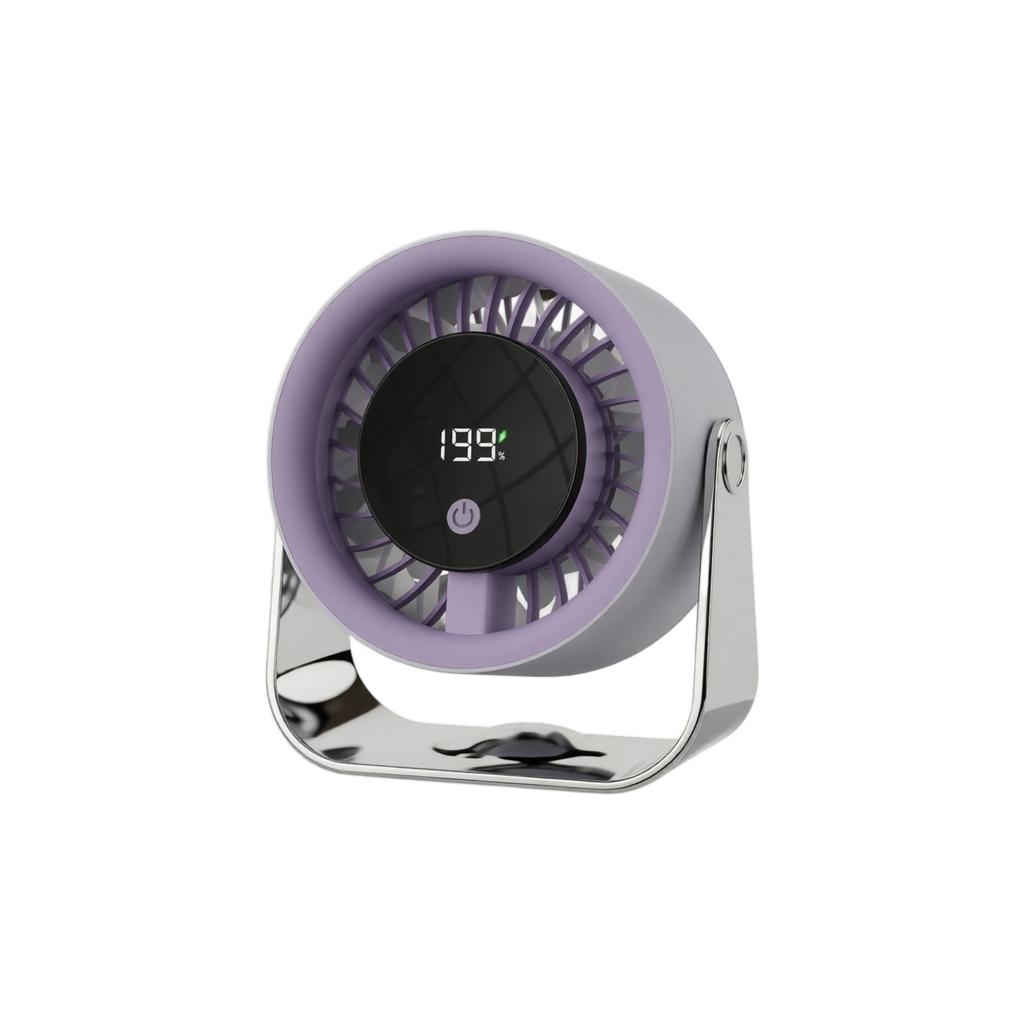 USB Rechargeable Desktop Fan with Digital Display - Small Desk Fan for Home Bedroom, 3 Speeds, Timer