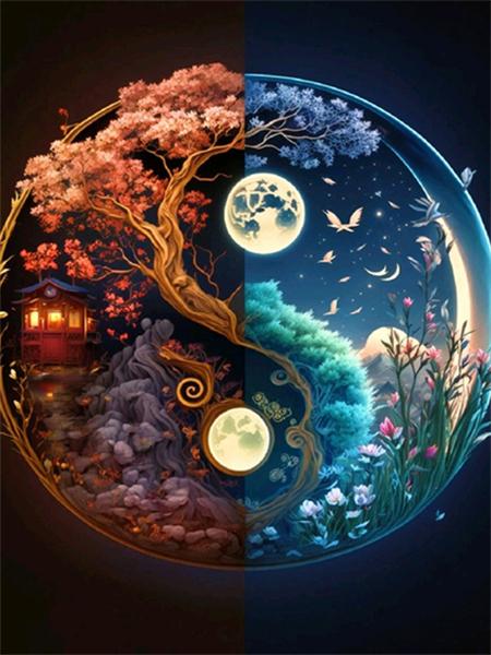 Коллекция алмазной живописи 2023 года «Пейзаж четырех сезонов» Квадратная/круглая вышивка Мозаика Лунный пейзаж Домашний декор