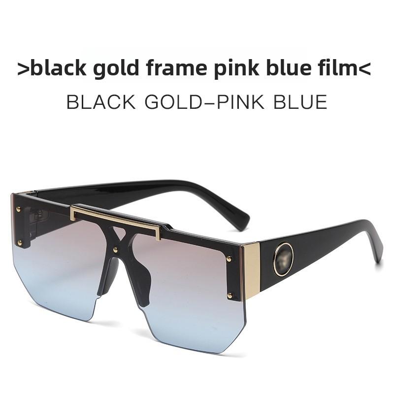 Modern Unisex Large Frame Sunglasses With Blue Lens And Polycarbonate Material For Outdoor Sports And Travel