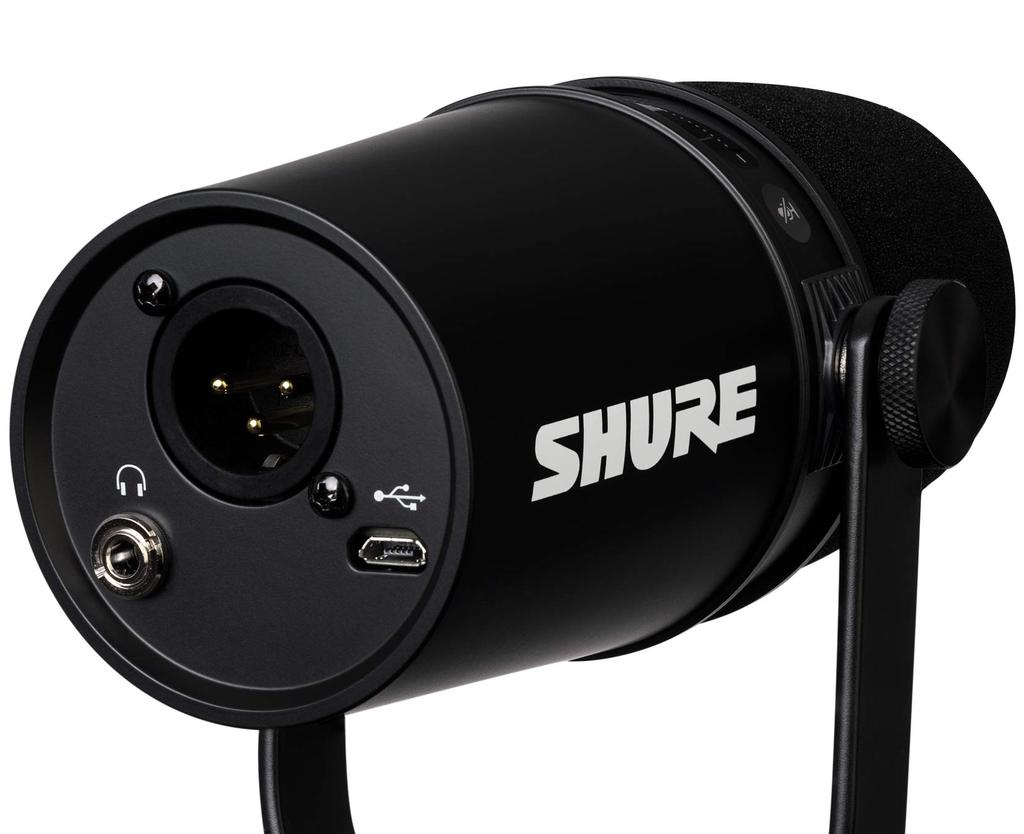 Shure MV7 USB Podcast Microphone for Live Streaming Headphone All Metal Dynamic TeamSpeak Certified Black Podcasting, Recording, & Gaming, Built-In