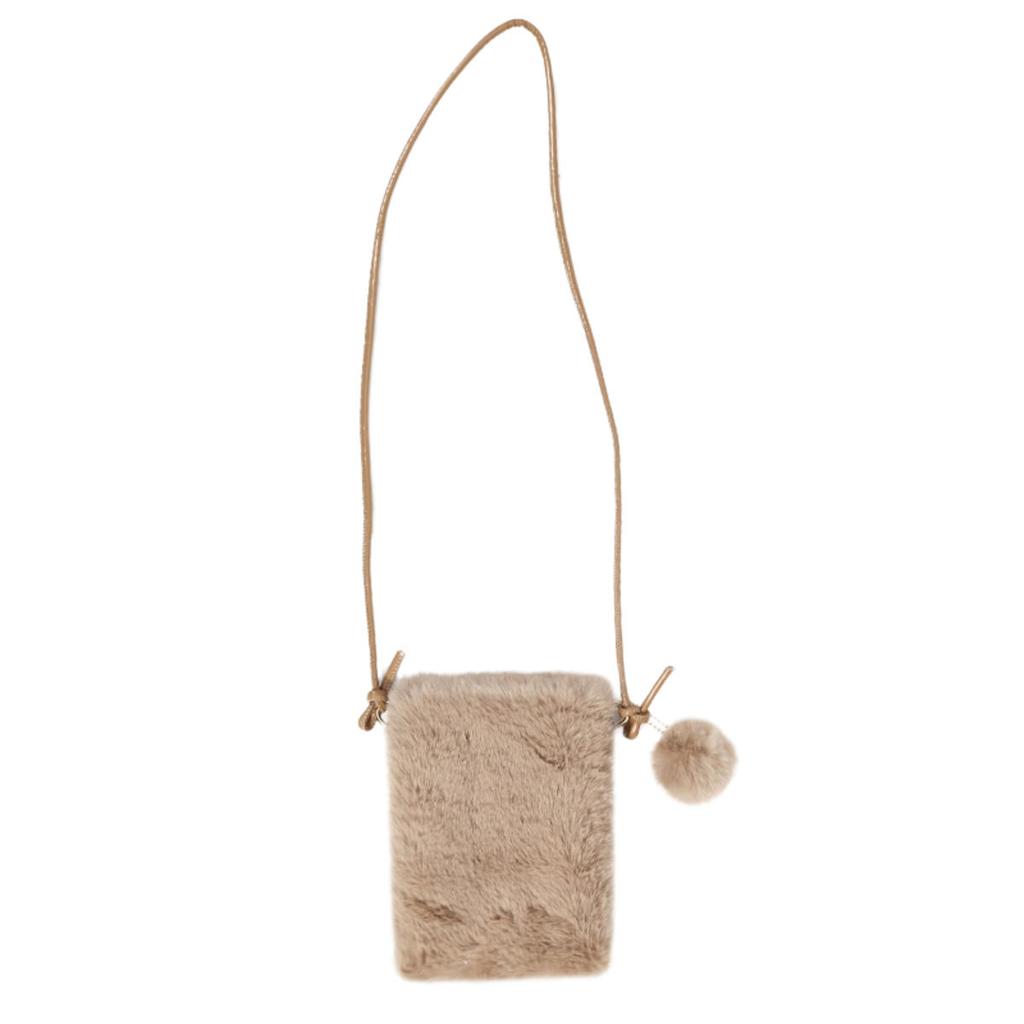 Женская плюшевая сумка через плечо однотонная, сумки для мобильного телефона, универсальные мини-кошельки, модные сумки на плечо, осенне-зимний кошелек для монет