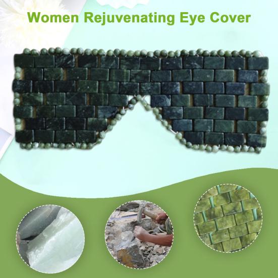 Natural Jade Eye Cover Cooling Eye Cover Hot Cold Stone Therapy Massage Tool for Healthy Skin Anti-Aging Headache Relief Home Beauty SPA Massager