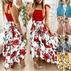 Women Sexy Spaghetti Strap Maxi Dress Summer Floral Print Sleevelss Sling Dress Elegant Holiday Beach Party Dress