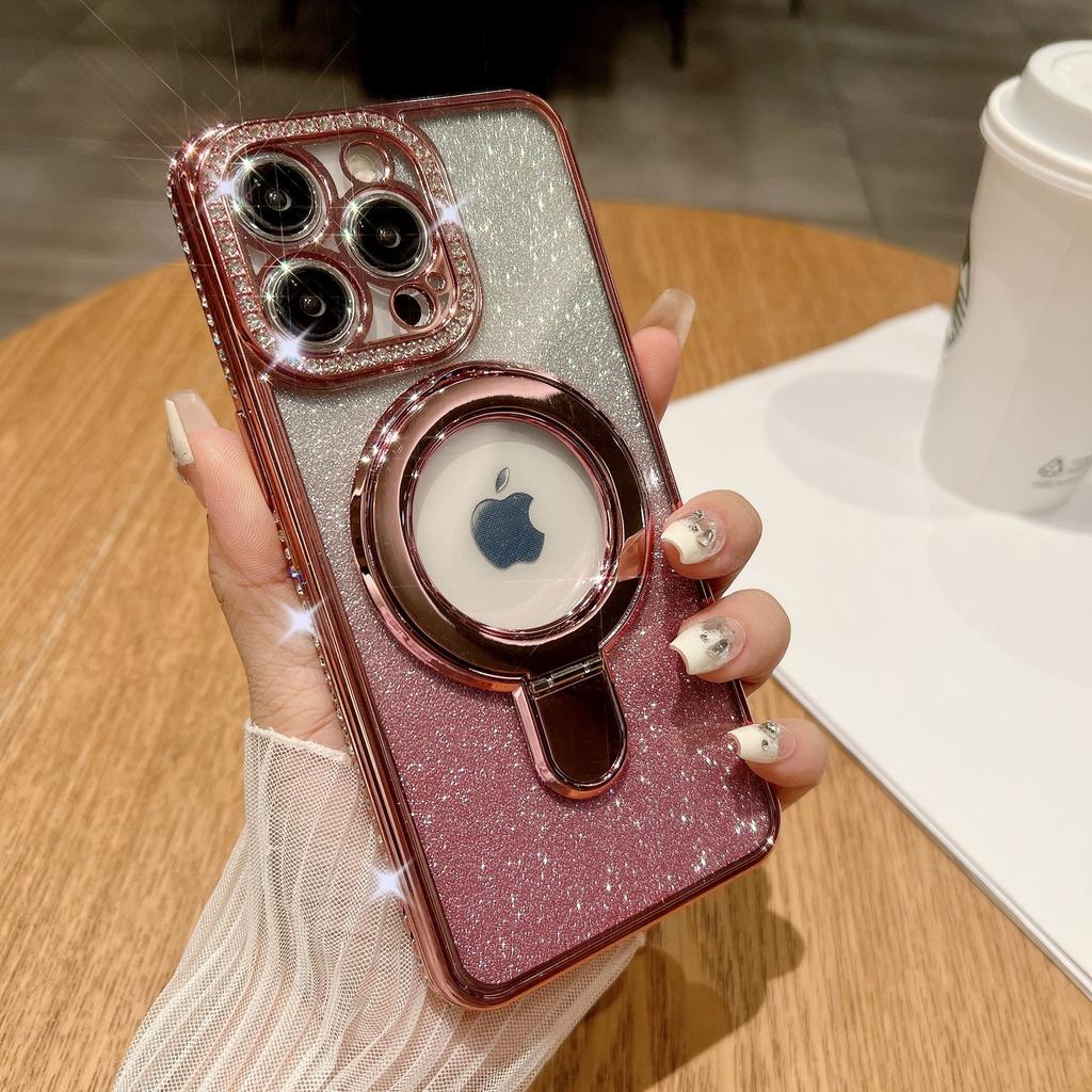 Подходит для чехла для телефона Apple 15, iPhone 14 Pro Max, Водный бриллиантовый блеск 13 Точка поддержки оборудования Магнитная подставка