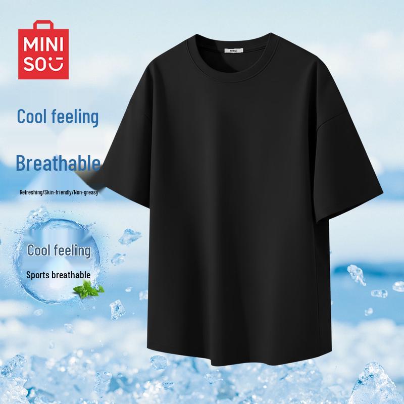 MINISO Мужская дышащая футболка с коротким рукавом из ледяного шелка, быстросохнущая