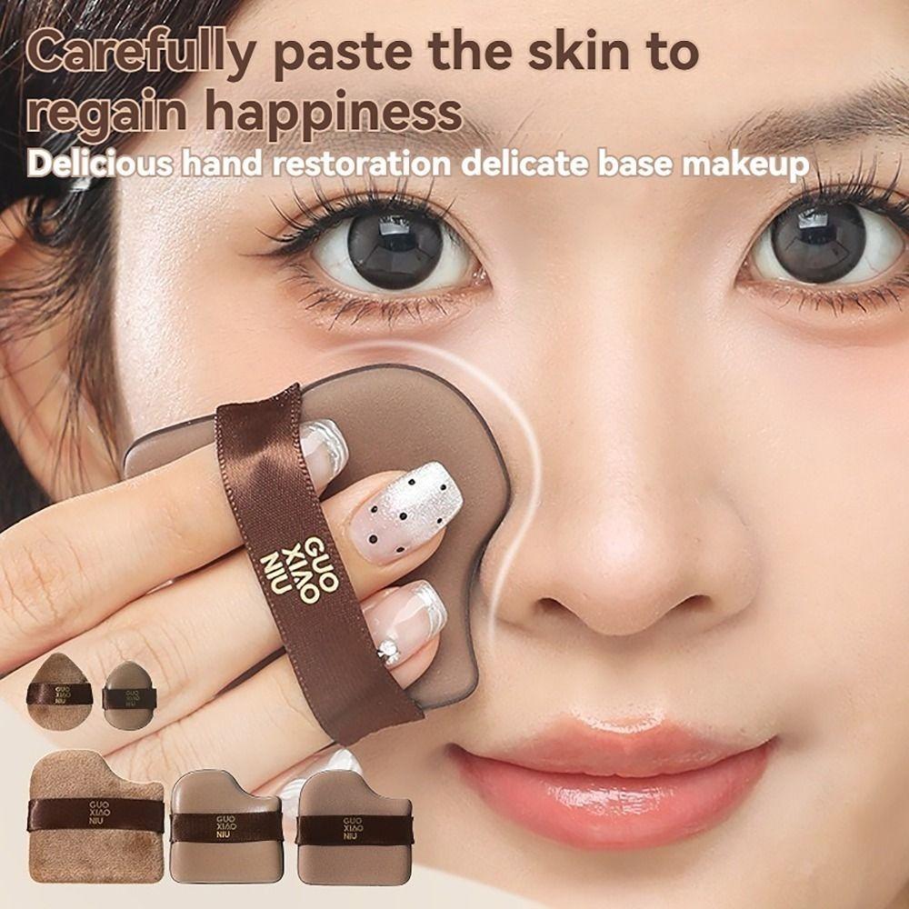 6pcs Quick Blending Makeup Blender Puffs Chocolate Color Cushion Puff Powder Puff For Woman Beauty