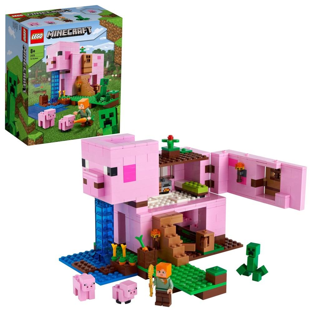 Конструктор LEGO Minecraft Дом-свинья 21170 Строительные блоки Рождественский подарок для мальчиков и девочек от 8 лет