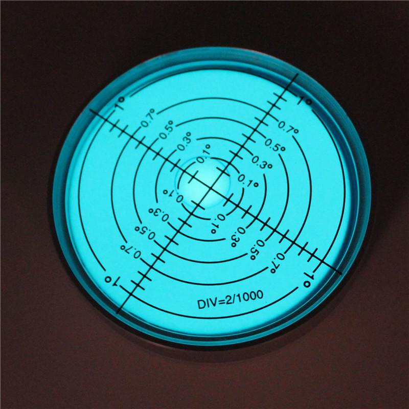Ночное видение Светящийся круглый пузырьковый уровень Металлический пузырьковый уровень точность 6'/2 мм Размер 60x10 мм