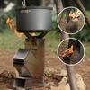 Foldable Stainless Steel Rocket Stove Outdoor Camping Wood Stove Portable Picnic Wood Burning Stove Hiking Barbecue Equipment