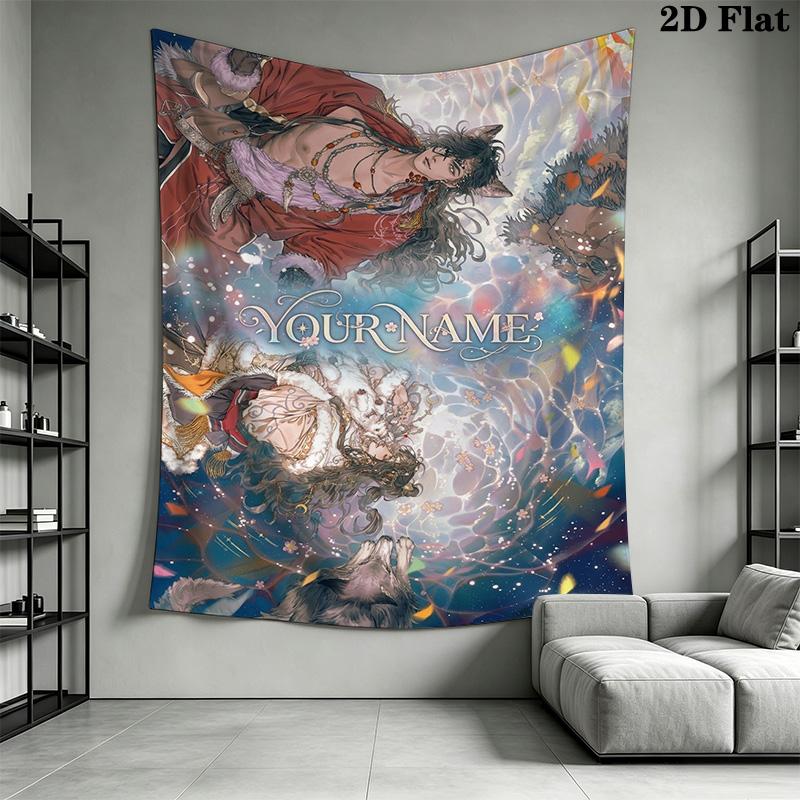 Name Custom Xie Lian and Hua Cheng Wall Tapestry Aesthetic Wall Hanging Printed Fabric Blanket Decorative Tapestries for Bedroom Living Room Home Deco