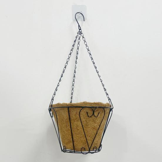 Metal Hanging Planter Basket Hanging Basket with Coconut Fiber Liner Wire Frame Flower Pot for Indoor Outdoor Plants Flowers
