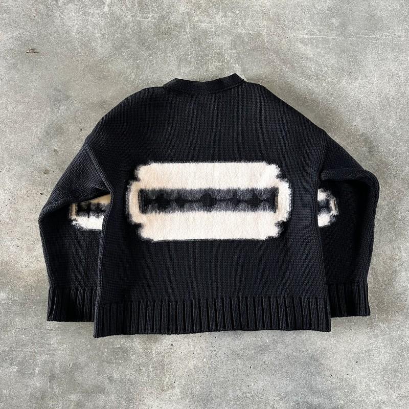 Unisex Oversized Knit Sweater Black Round Neck Loose Fit Long Sleeve Winter Warm Casual Pullover