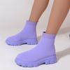 2024 Осень Зима Новые Парные Носки Туфли Женские Толстые Подошвы Повседневные Большие Размеры Сетчатые Красные Трикотажные Короткие Сапоги Модные Женские Сапоги