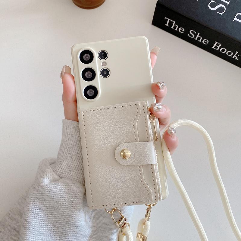 Чехол-кошелек для телефона с держателем для карт для Samsung Galaxy S25 S24 S23 Plus S22 Ultra S21 S20 FE, ремешок, шнур, чехол для сумки через плечо