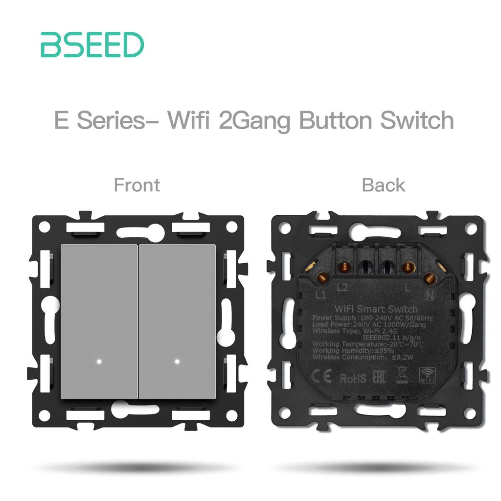 Модули переключателей BSEED WIFI Click Switch, детали для умных выключателей света, белая стеклянная рамка, комбинированные настенные розетки для самостоятельной сборки, USB-зарядный ключ, серия E.