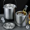 Double Wall Stainless Steel Ice Bucket with Lid Insulated Chilling Ice Bucket Great for Home Bar Chilling Beer Champagne Wine
