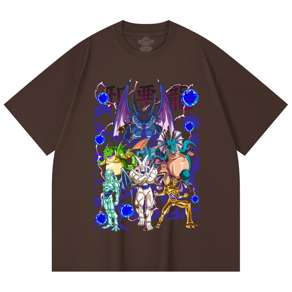 230 г/м² 100% хлопок Dragon Ball V38 Принт с драконами Унисекс Тяжелая хлопковая футболка