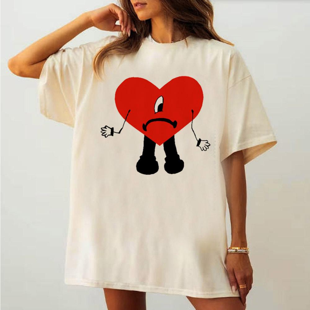 Bad Bunny shirt girl Women Classic Digital Psychedelic Colorful t shirt Vintage Graphic Comfortable Trendy aesthetic