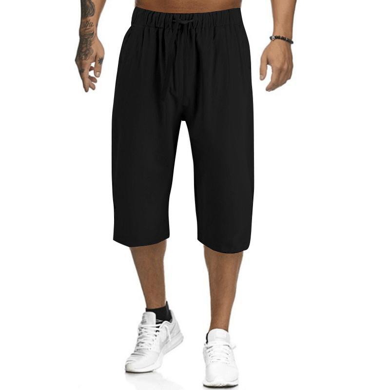Pants Men's Summer Loose Linen Thin Cropped Pants Men's Straight Leg Pants