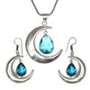 Комплект из серег и подвески ко Дню матери с драгоценным камнем London Blue Topaz