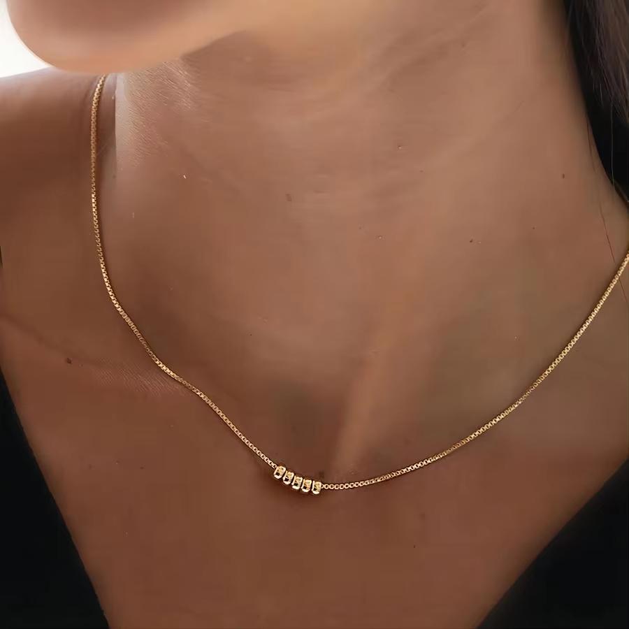 Minimalist Gold Color Stainless Steel Necklace for Women Classic Thin Chains Metal Beads Neck Zircon