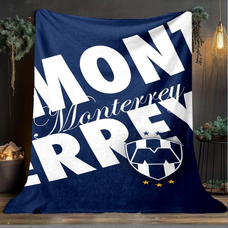 1PC C.F.Monterrey Football Crest Art Printed Soft Flannel Blanket Throw for Adult Bedroom Living Room Sofa Camping Travel Fan gifts Christmas Gifts