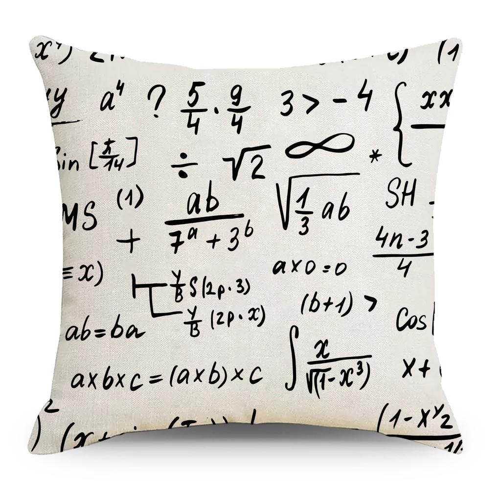 Mathematics, Physics and Chemistry Equations Pillow Cover Personalized Geometric Formula Graffiti Students' Bedside Linen Sleeping Pillow Cover