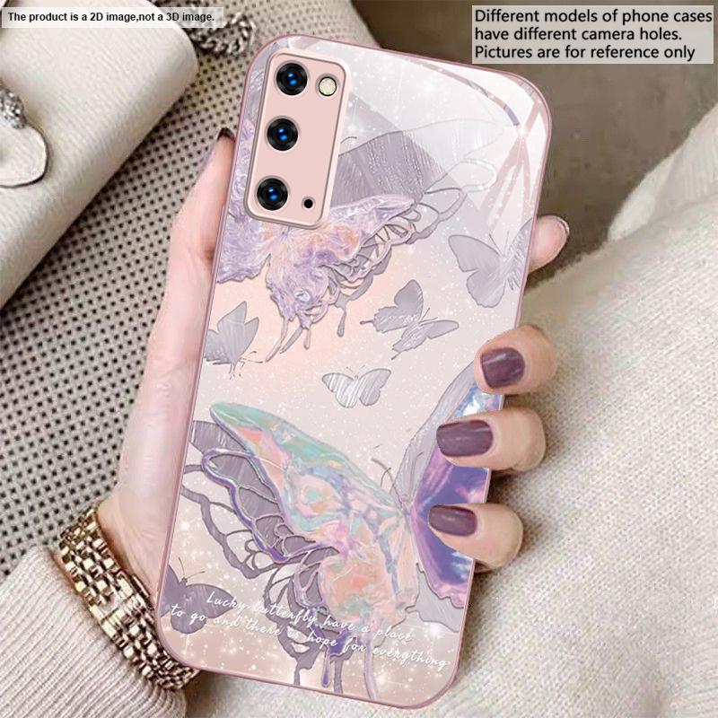 Счастливая бабочка Картина Для Samsung S26 S22 S8 S9 S10 S20 Ultra S21 Pro S22 Plus S23 FE S24Ultra S25 Edge S24+ Стеклянный Чехол Для Телефона