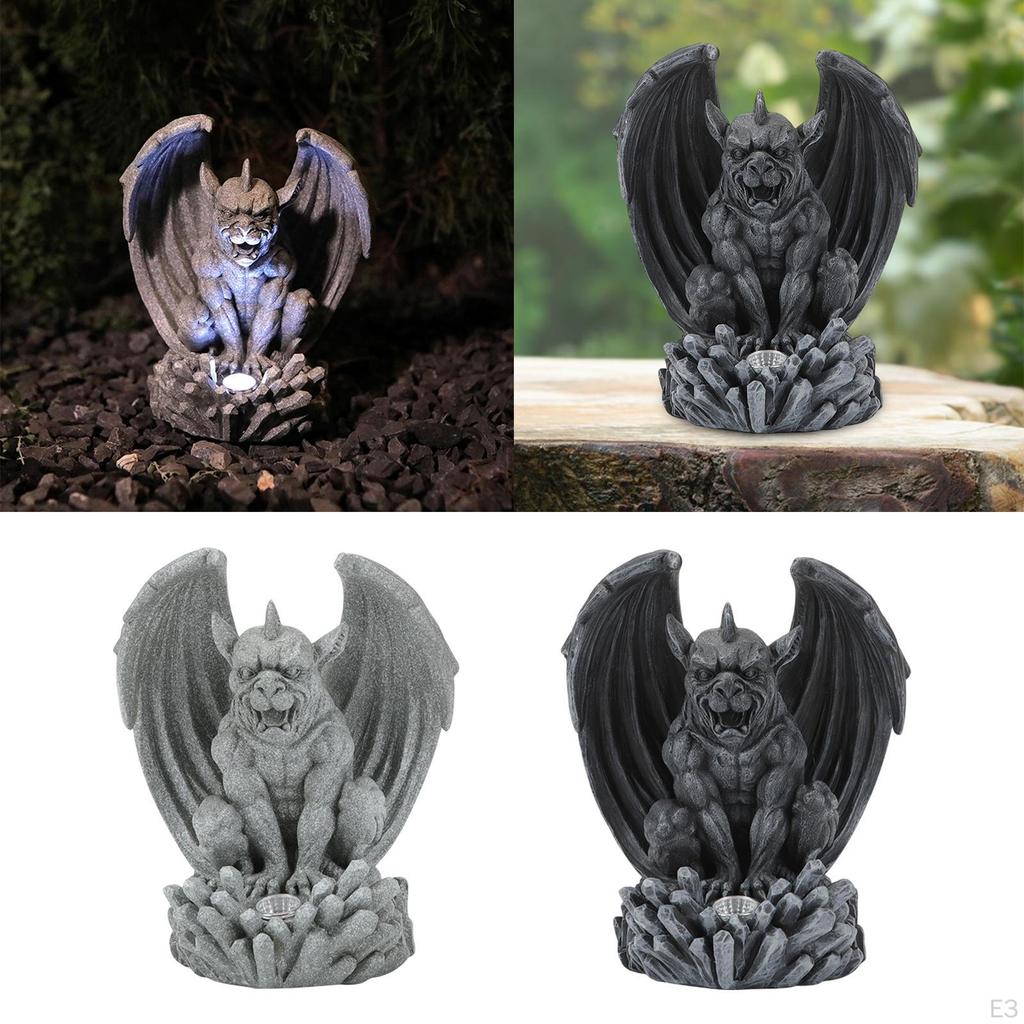 Садовая статуя с солнечным светом, скульптура горгульи, готическое всепогодное украшение, освещение для заднего двора