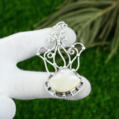 Серебряный кулон с драгоценным камнем-триллионом из перламутра, украшение для июньского дня рождения